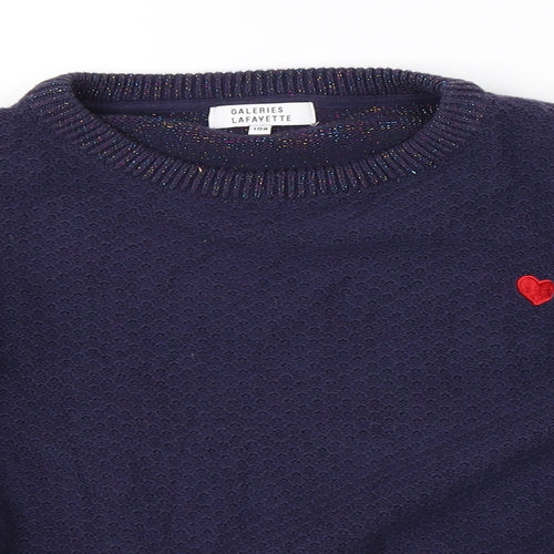 Galeries Lafayette Girls Blue  Knit Pullover Jumper Size 10 Years