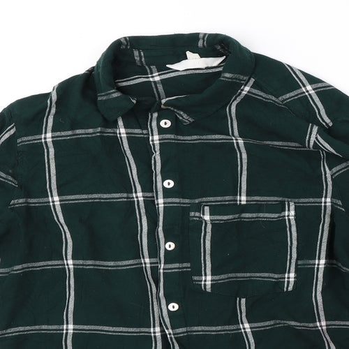 H&M Womens Green Check  Basic Button-Up Size 10