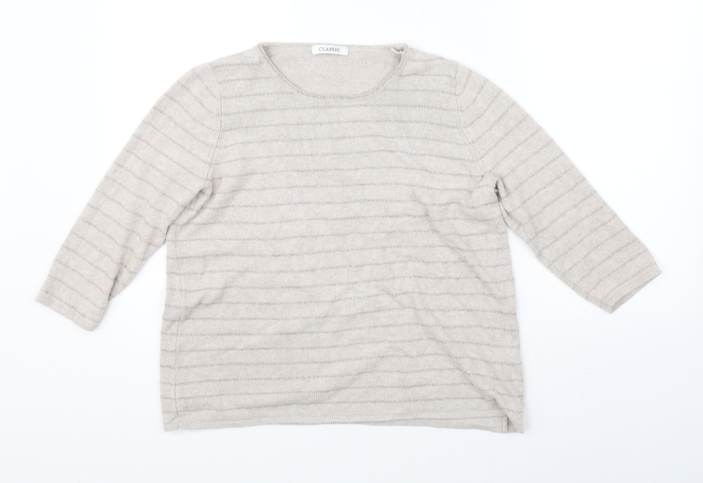 Marks & Spencer Womens Beige Striped  Pullover Jumper Size 14