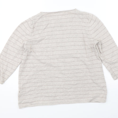 Marks & Spencer Womens Beige Striped  Pullover Jumper Size 14