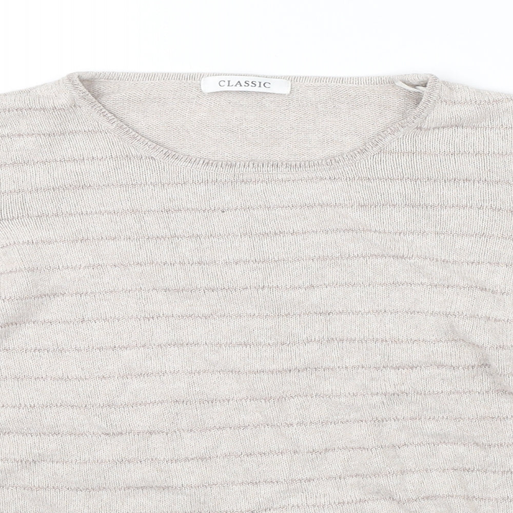 Marks & Spencer Womens Beige Striped  Pullover Jumper Size 14