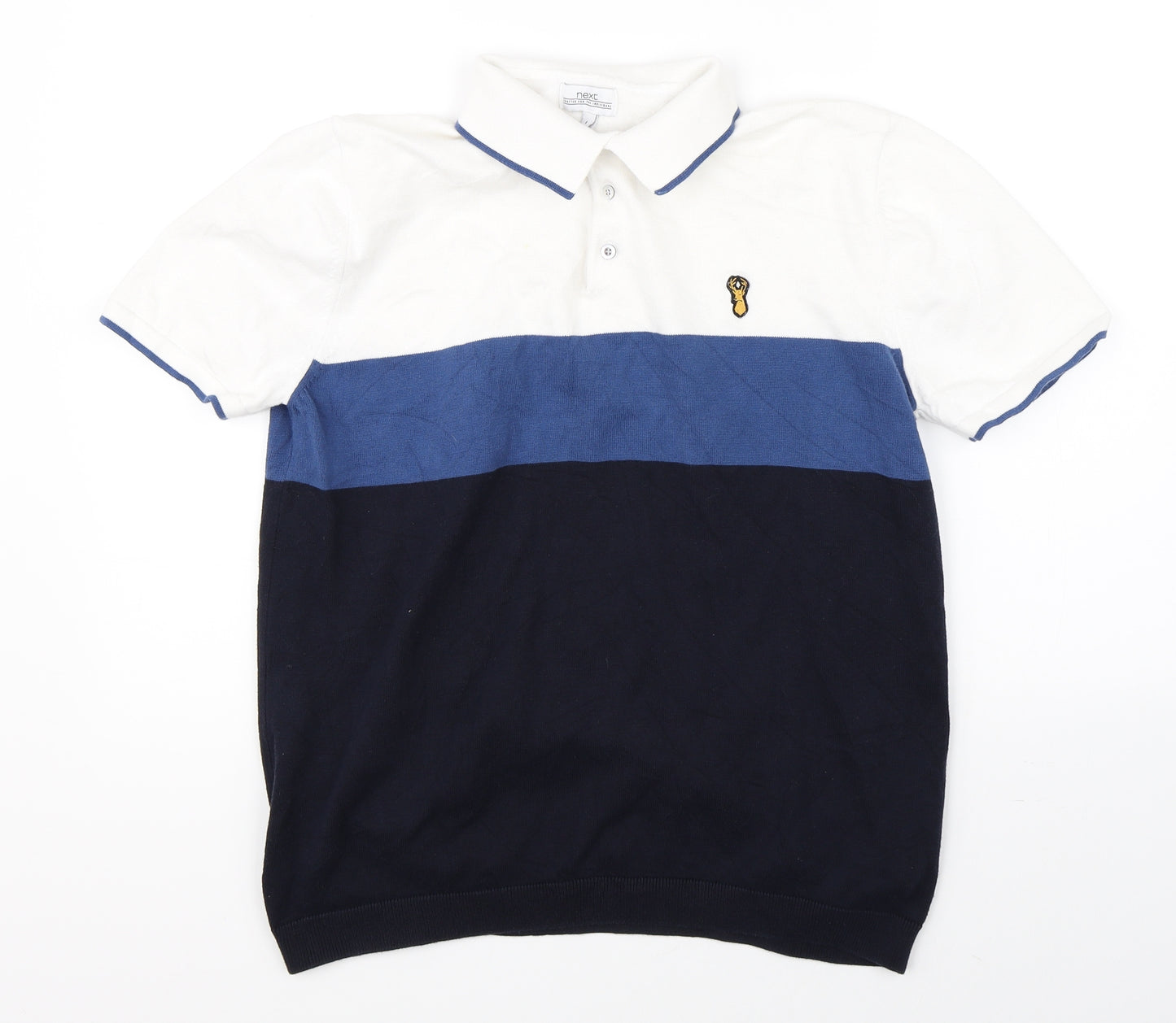 NEXT Mens Blue Striped   Polo Size L