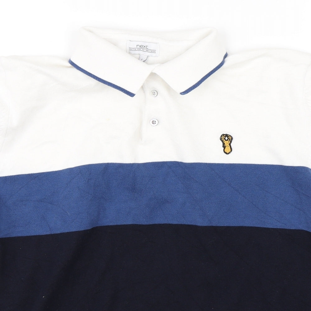 NEXT Mens Blue Striped   Polo Size L