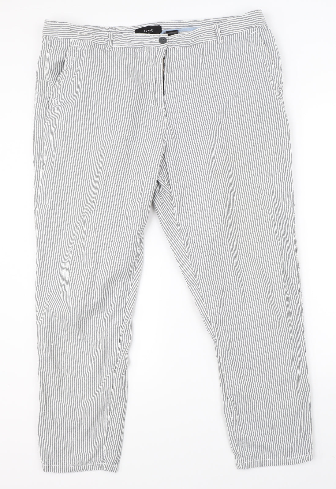 NEXT Womens Grey Striped  Trousers  Size 18 L26 in