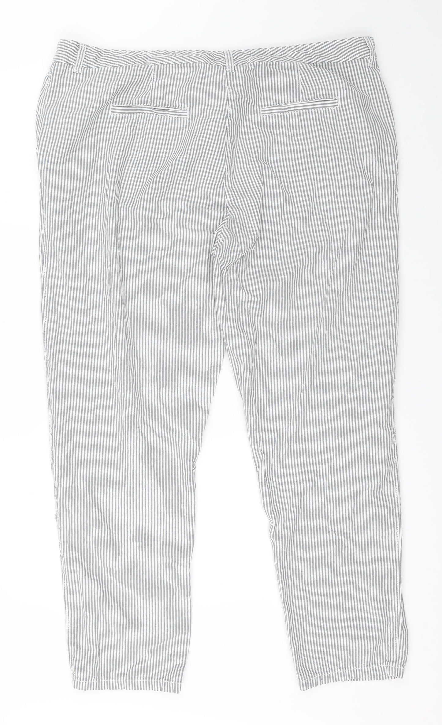 NEXT Womens Grey Striped  Trousers  Size 18 L26 in