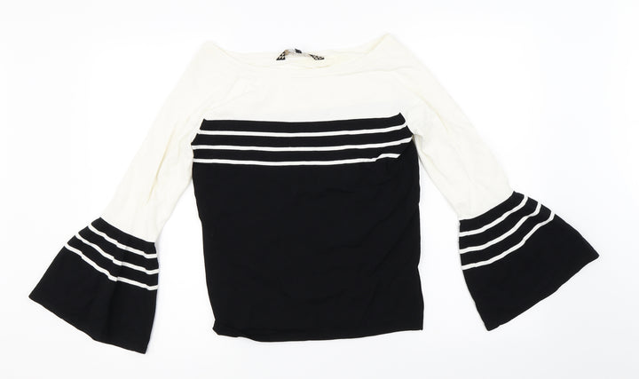 Principles Womens Black Striped Pullover Jumper Size 10
