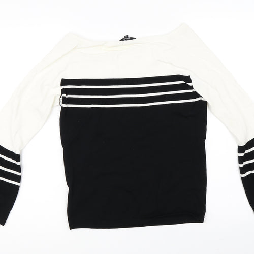 Principles Womens Black Striped  Pullover Jumper Size 10