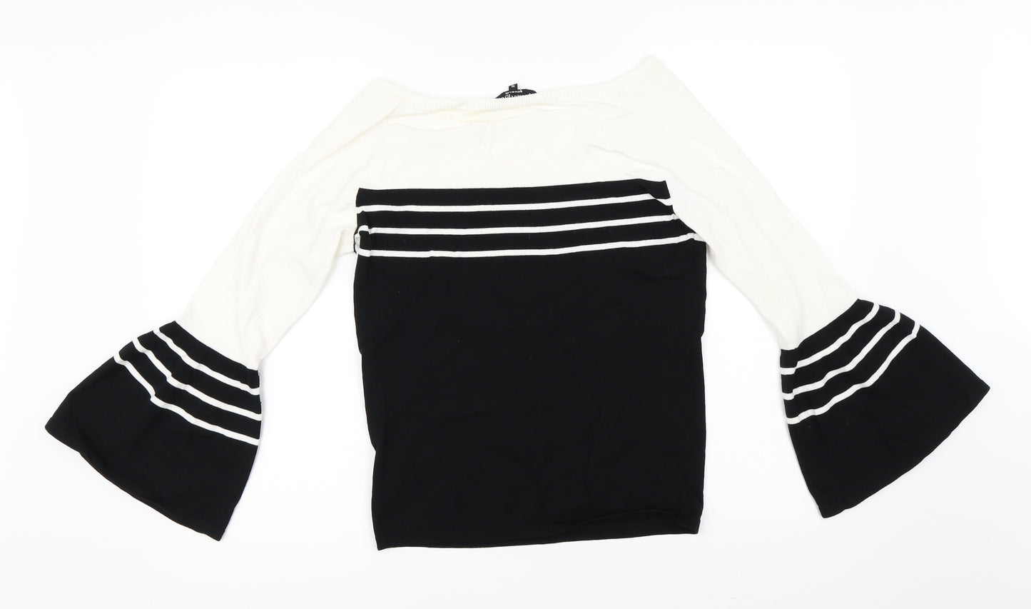 Principles Womens Black Striped  Pullover Jumper Size 10