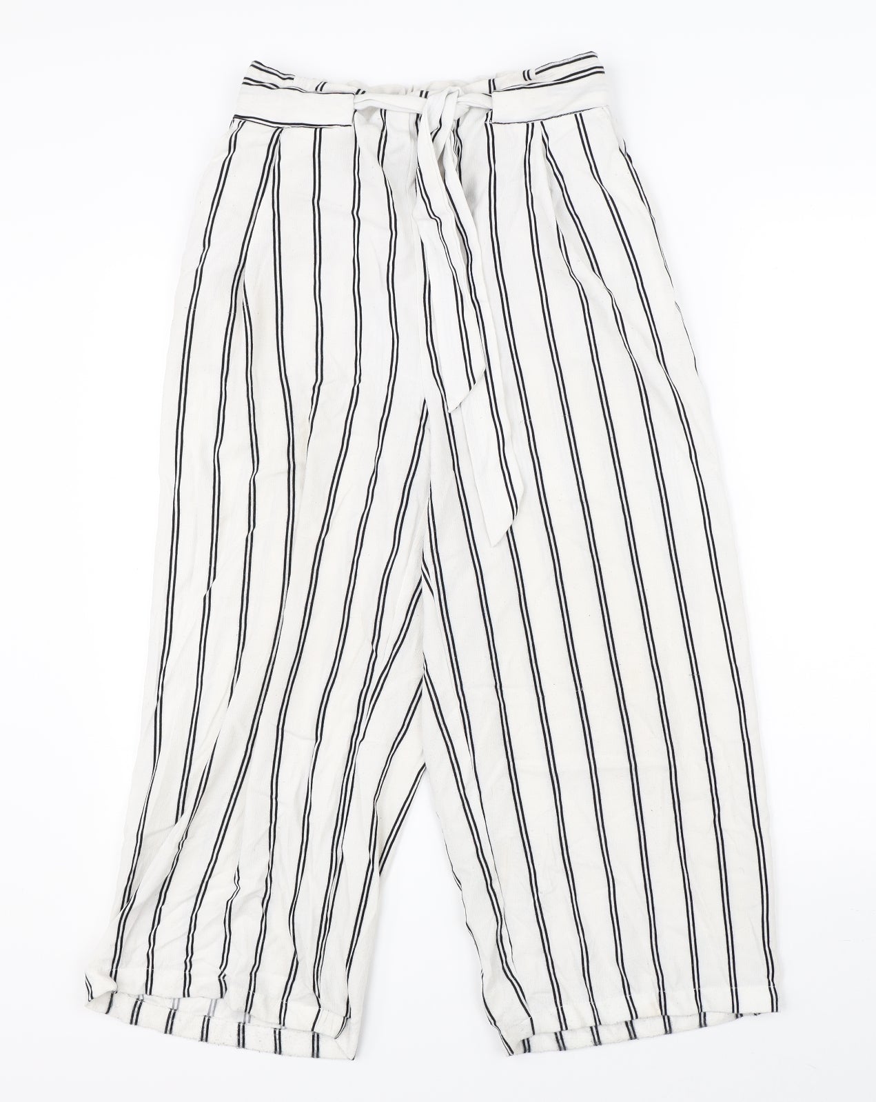 New Look Womens White Striped  Trousers  Size 8 L21 in