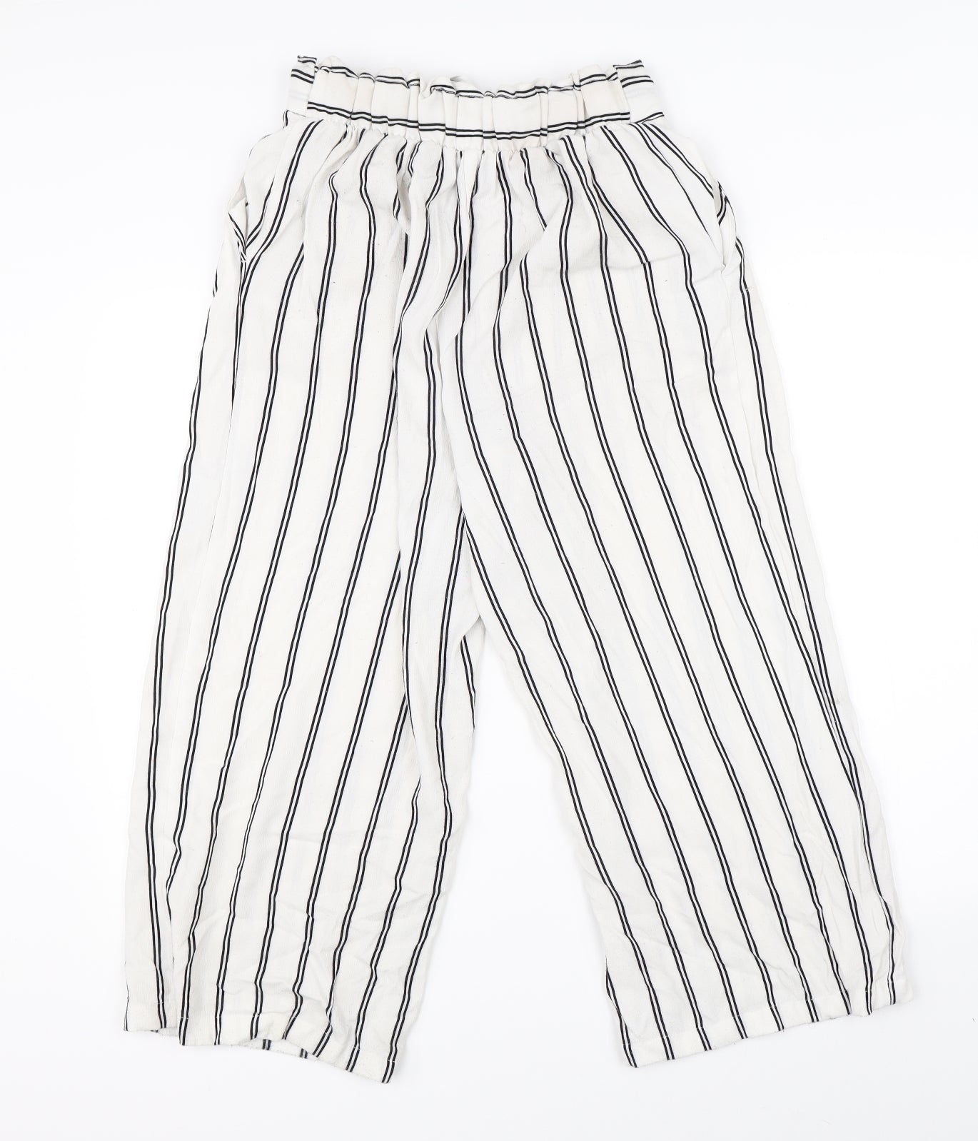 New Look Womens White Striped  Trousers  Size 8 L21 in