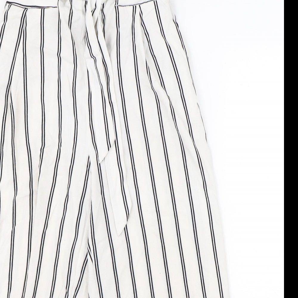 New Look Womens White Striped  Trousers  Size 8 L21 in
