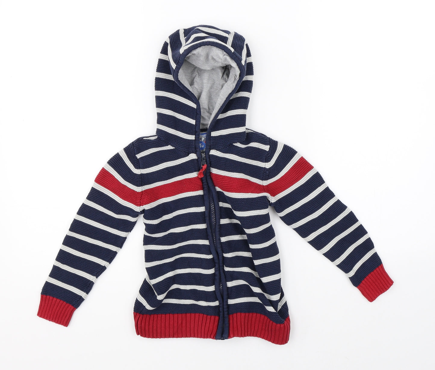 TU Boys Blue Striped  Full Zip Hoodie Size 4-5 Years