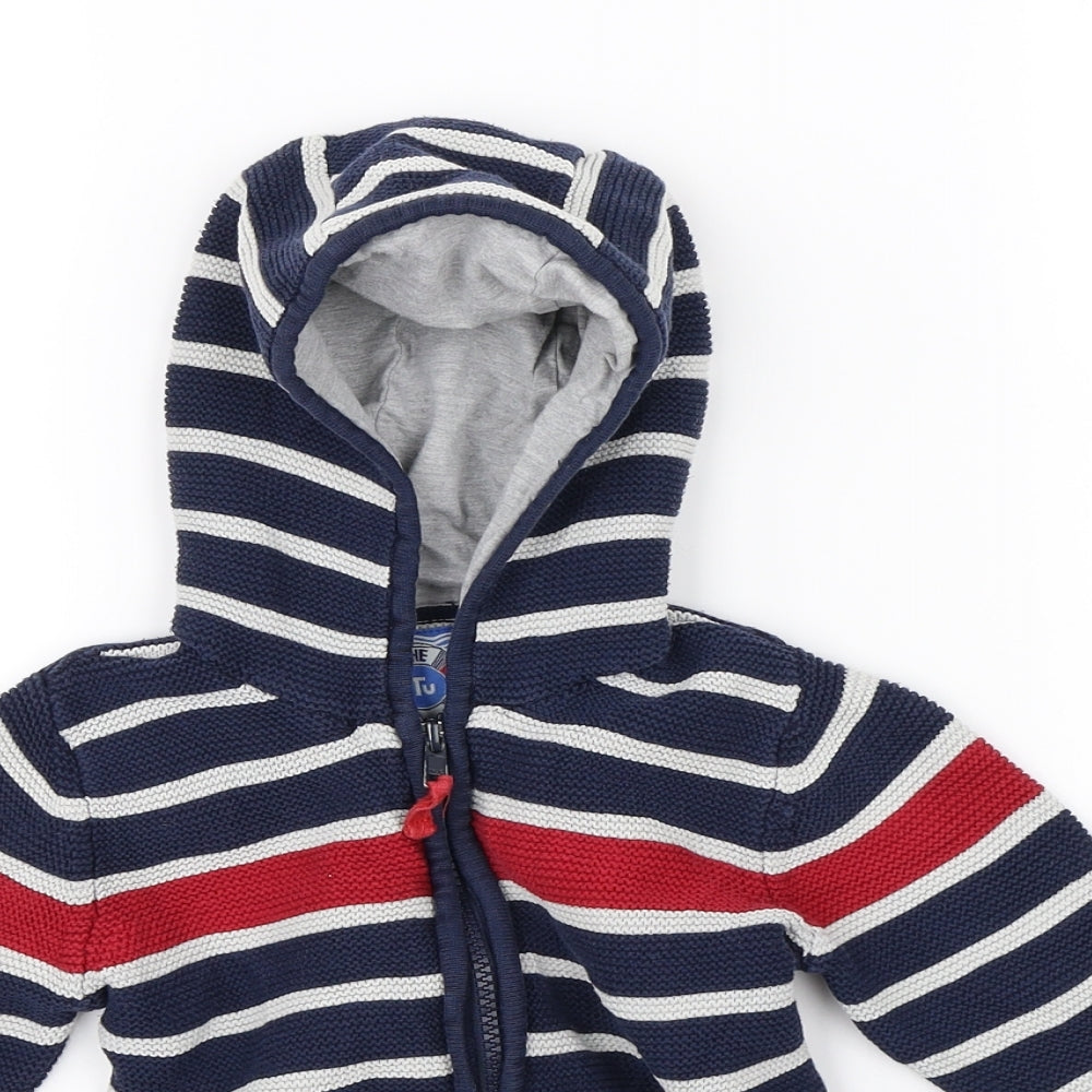 TU Boys Blue Striped  Full Zip Hoodie Size 4-5 Years