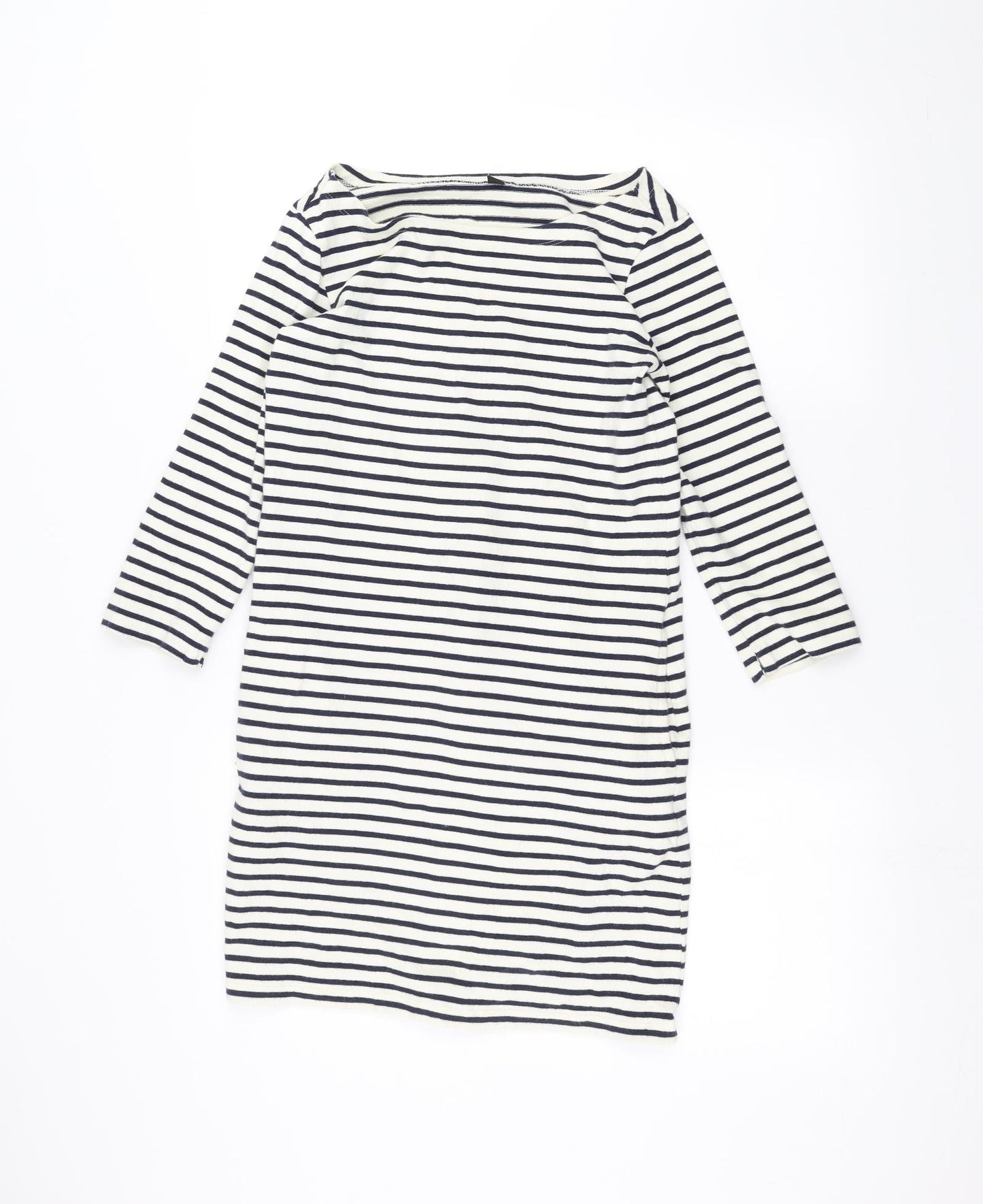 UNI Womens White Striped  Pullover Jumper Size XS