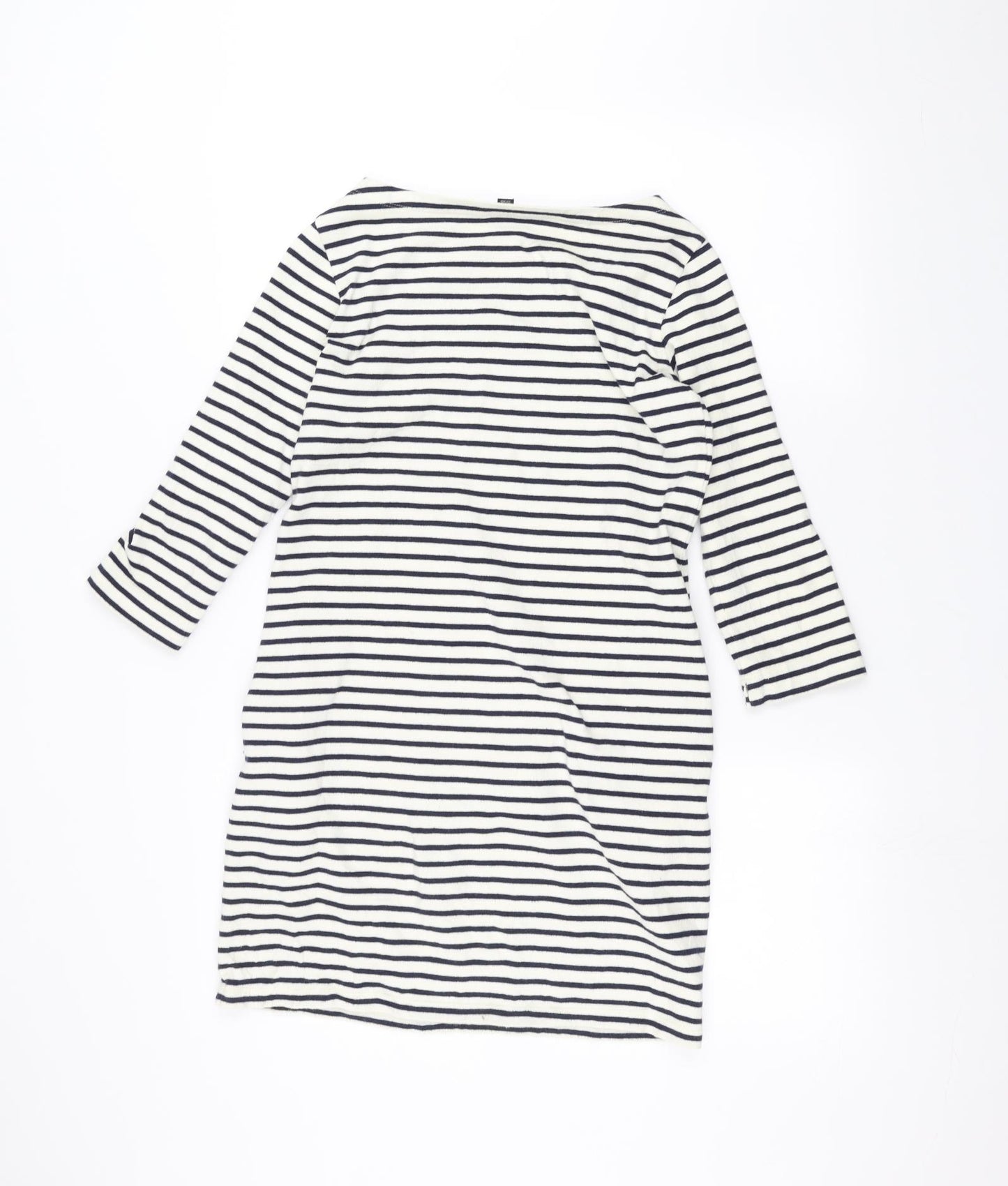 UNI Womens White Striped  Pullover Jumper Size XS