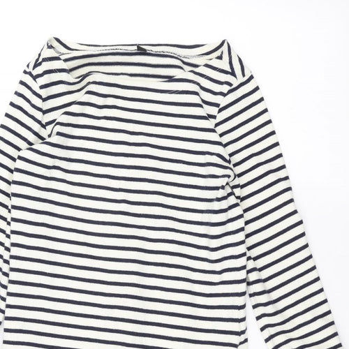 UNI Womens White Striped  Pullover Jumper Size XS