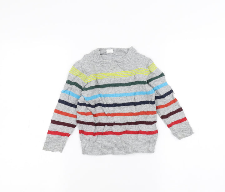 Gap Girls Grey Striped Pullover Jumper Size 3 Years