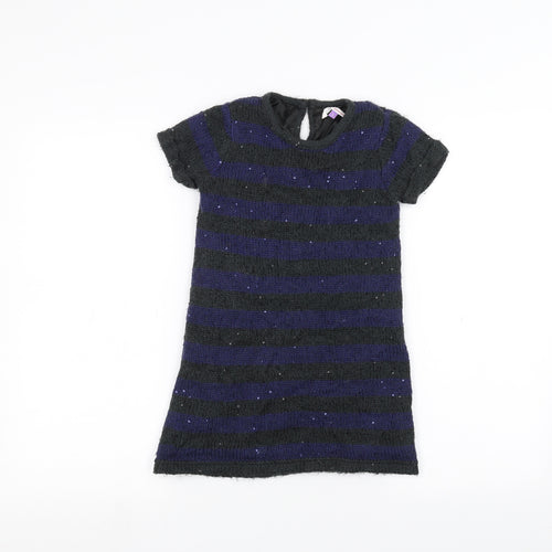 John Lewis Girls Grey Striped  A-Line  Size 5 Years