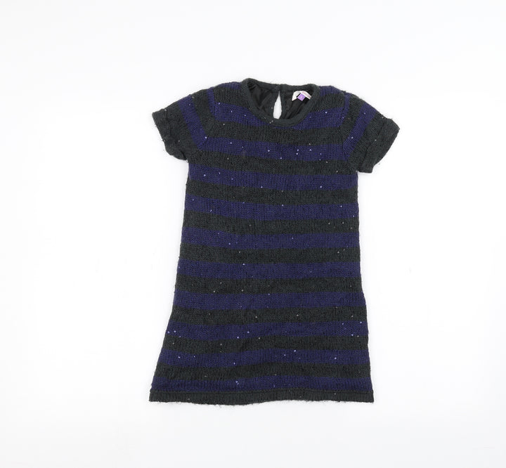 John Lewis Girls Grey Striped A-Line Size 5 Years