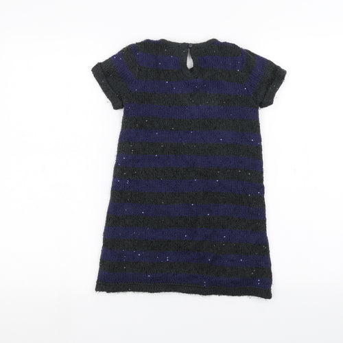 John Lewis Girls Grey Striped  A-Line  Size 5 Years