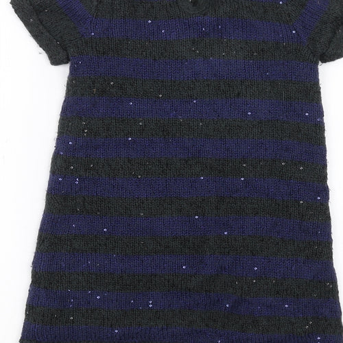 John Lewis Girls Grey Striped  A-Line  Size 5 Years