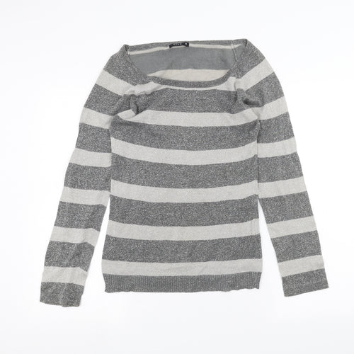 VILA Womens Grey Striped  Basic T-Shirt Size S