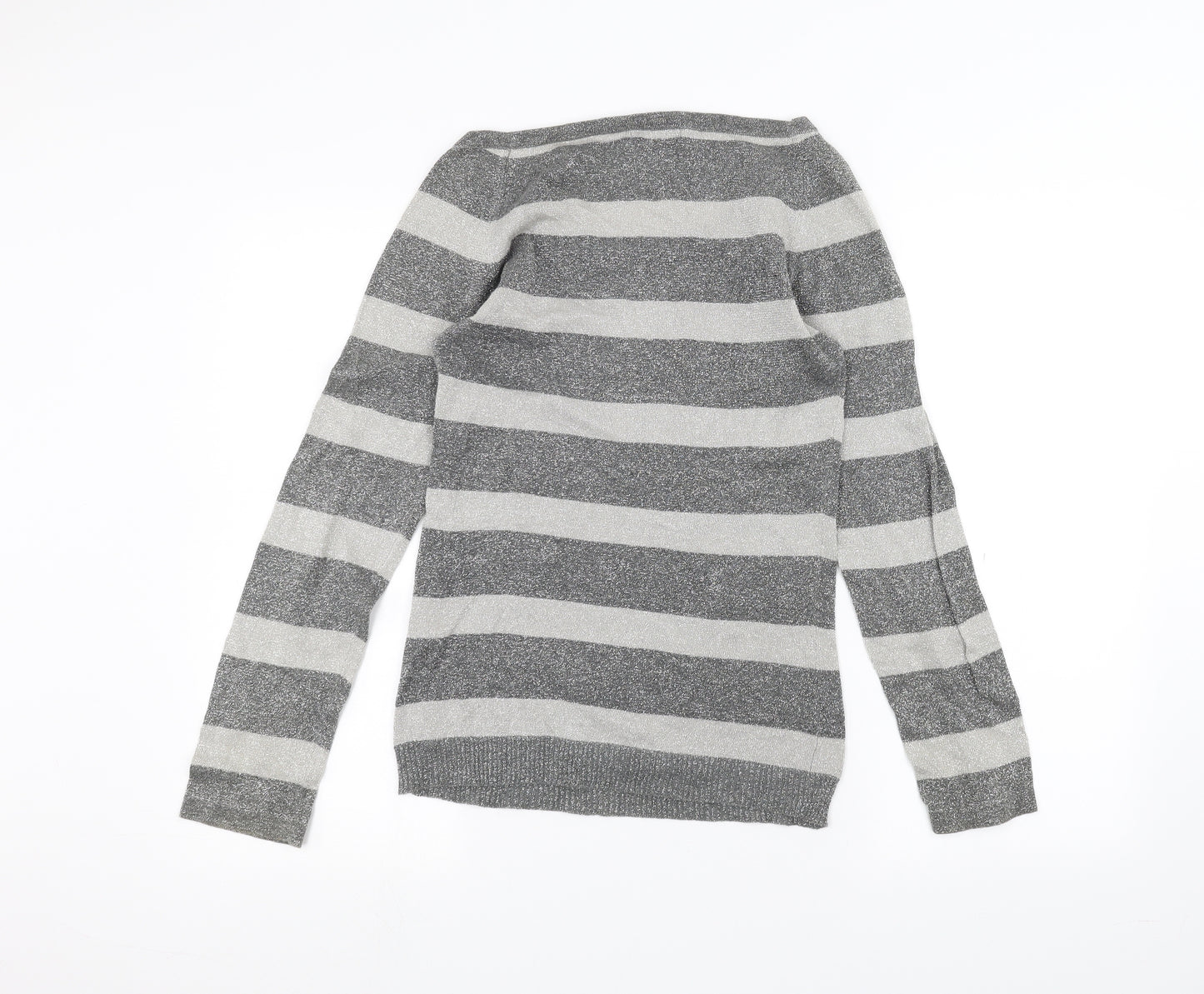 VILA Womens Grey Striped  Basic T-Shirt Size S