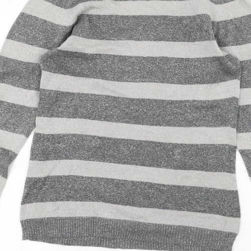 VILA Womens Grey Striped  Basic T-Shirt Size S