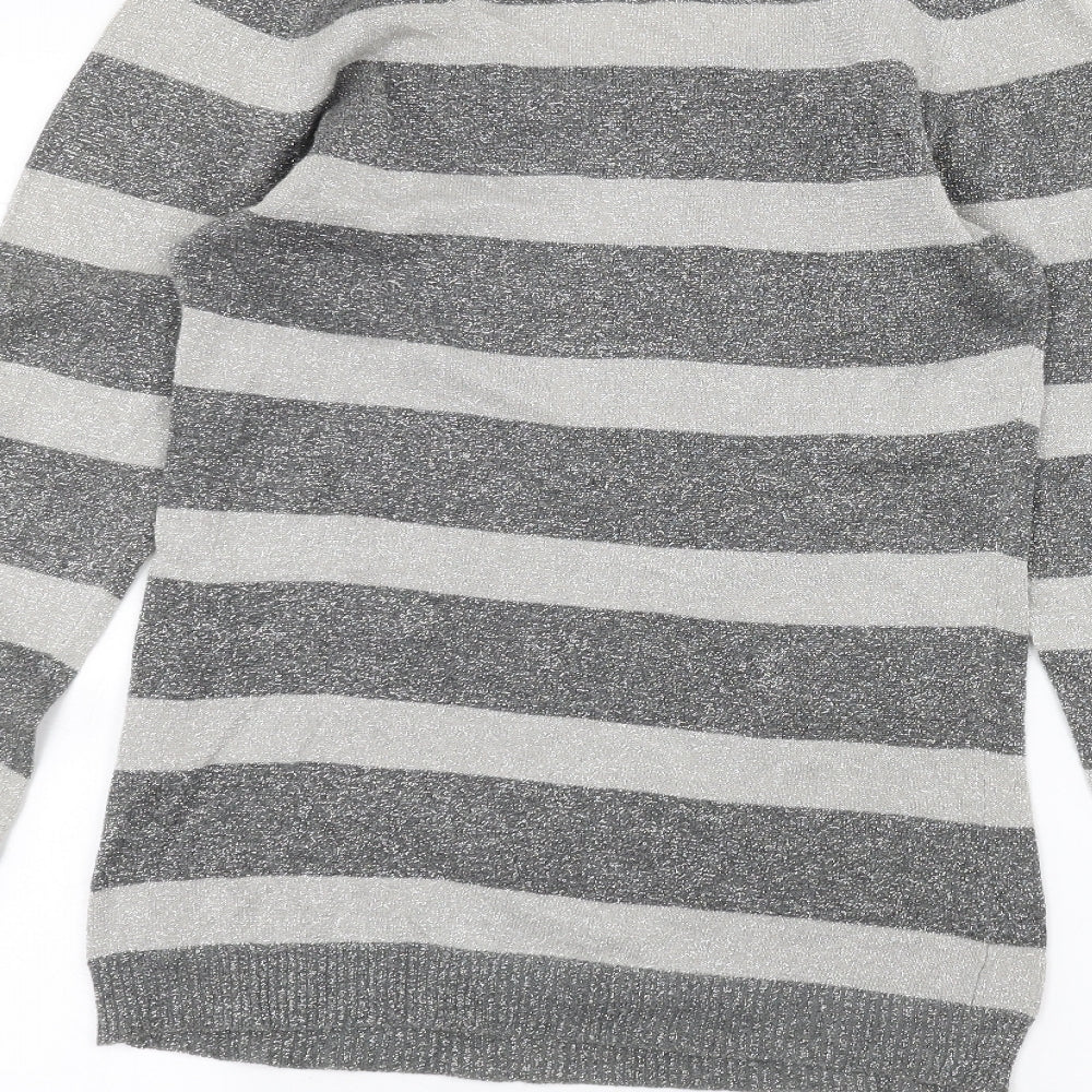 VILA Womens Grey Striped  Basic T-Shirt Size S
