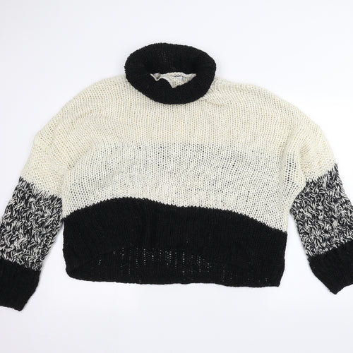 Topshop Womens White Striped  Pullover Jumper Size S