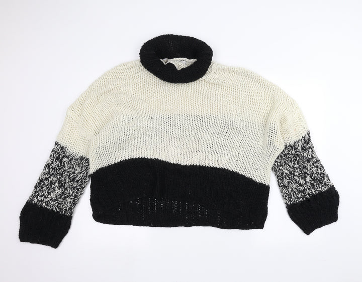 Topshop Womens White Striped  Pullover Jumper Size S
