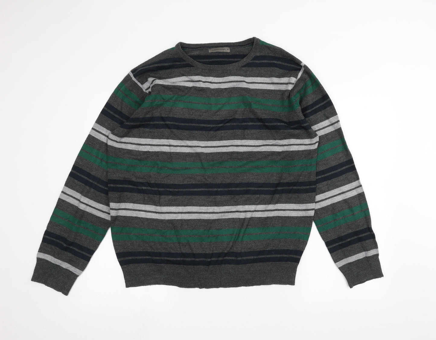 Cedar Wood State Mens Grey Striped  Pullover Jumper Size XL