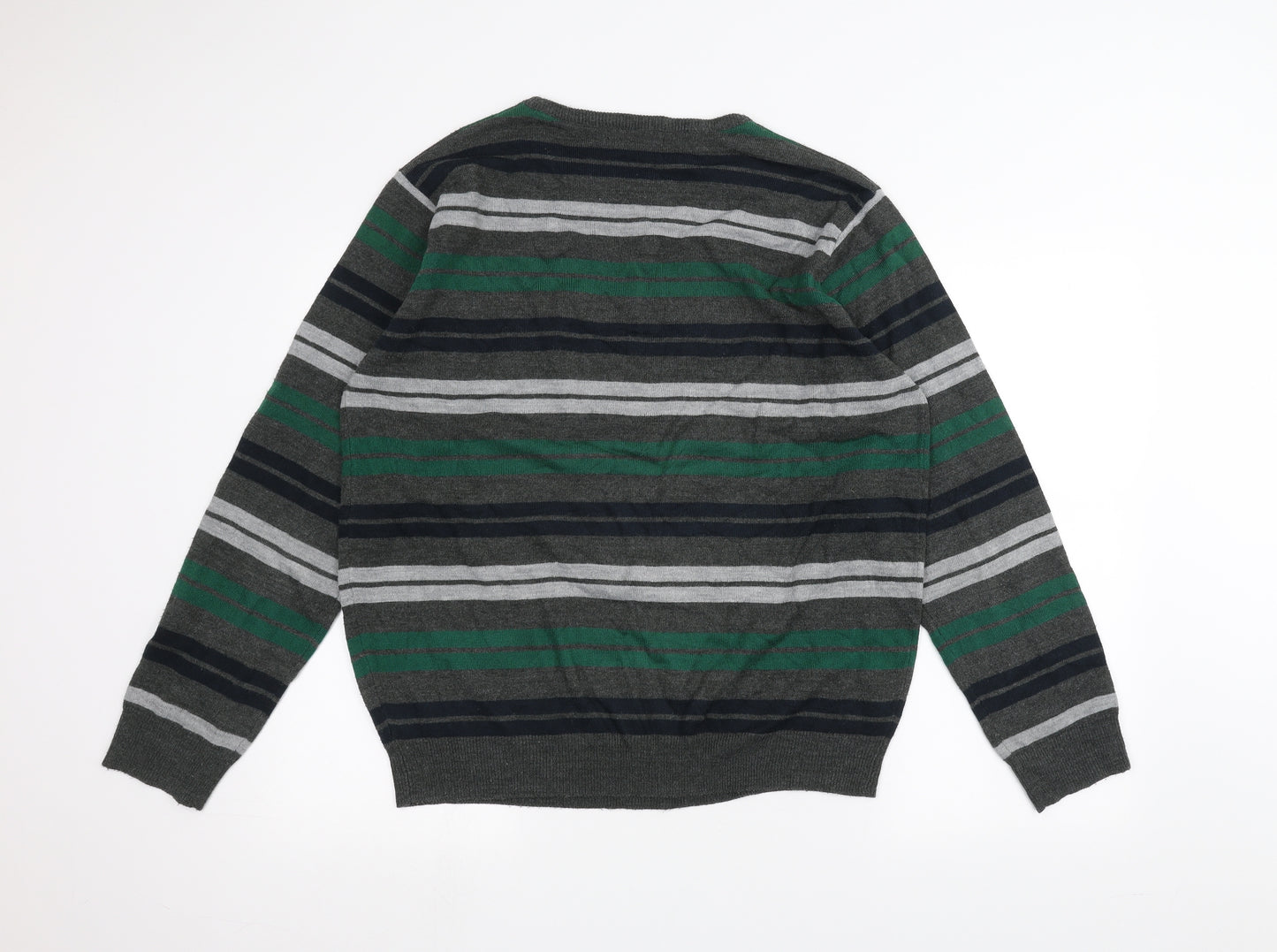 Cedar Wood State Mens Grey Striped  Pullover Jumper Size XL