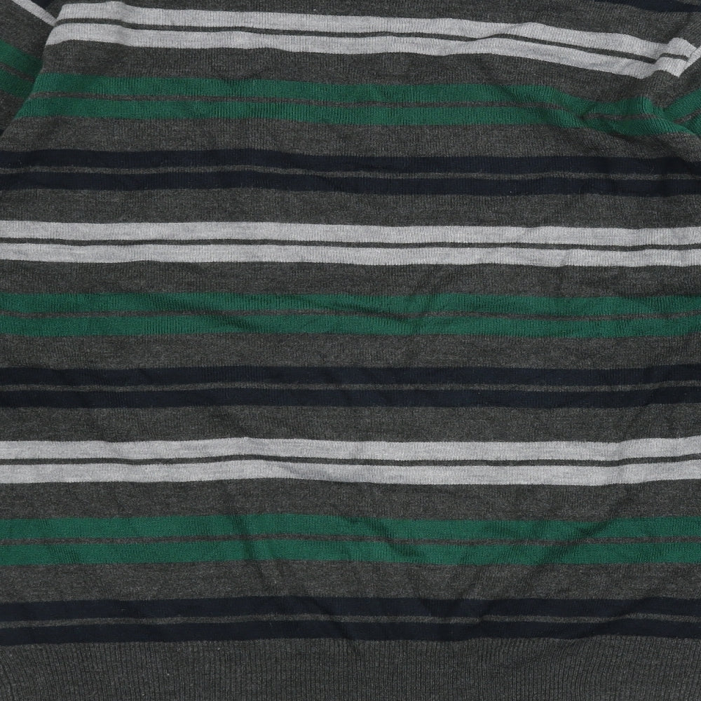 Cedar Wood State Mens Grey Striped  Pullover Jumper Size XL