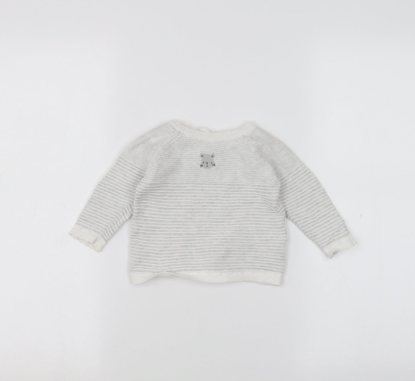Mothercare Baby White Striped  Pullover Jumper Size 3-6 Months