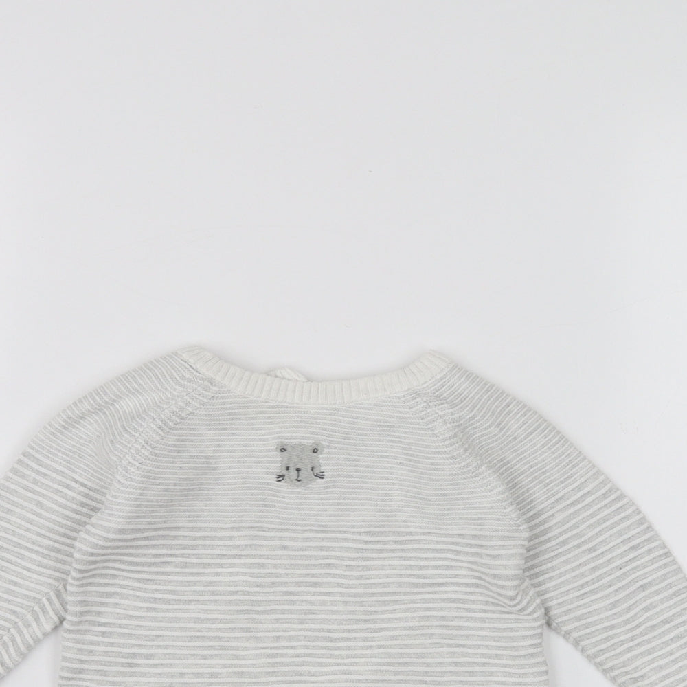 Mothercare Baby White Striped  Pullover Jumper Size 3-6 Months