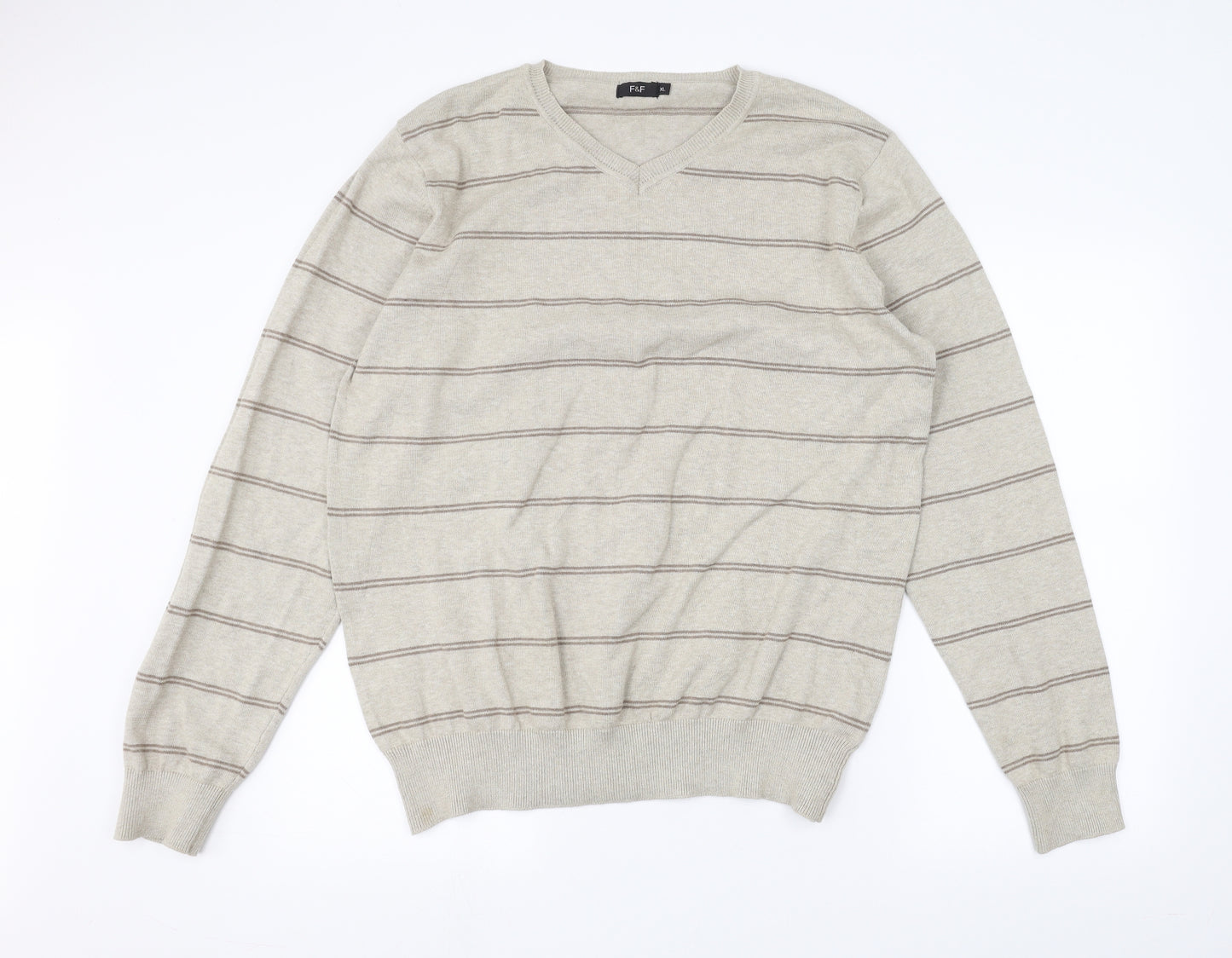 F&F Womens Brown Striped  Pullover Jumper Size XL