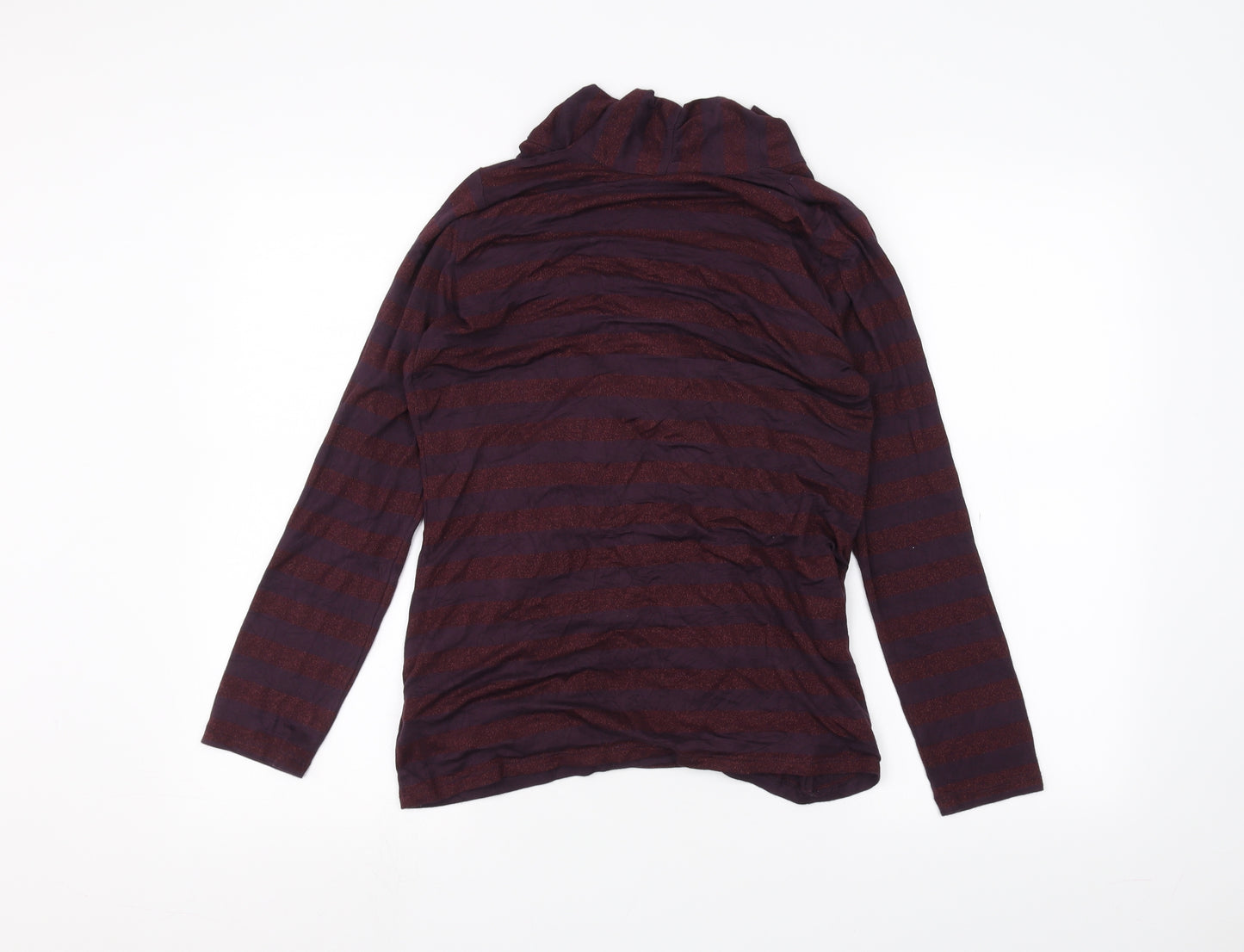 Marks and Spencer Womens Red Striped  Cardigan Jumper Size 10