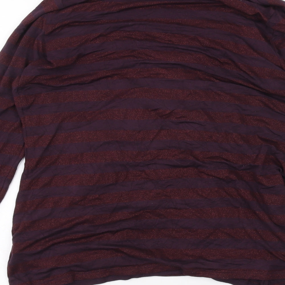 Marks and Spencer Womens Red Striped  Cardigan Jumper Size 10