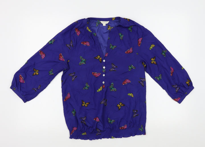 Monsoon Womens Blue Basic Button-Up Size S