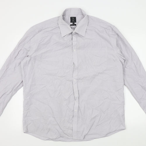 Taylor & Wright Mens Grey Striped   Button-Up Size 17  - 17 1/2