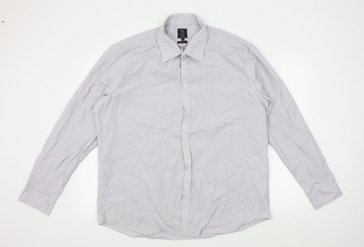 Taylor & Wright Mens Grey Striped   Button-Up Size 17  - 17 1/2