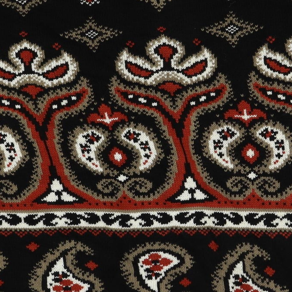 Bellisimo Womens Black Fair Isle  Cardigan Jumper Size L