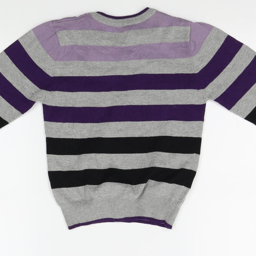 Matalan Girls Grey Striped  Pullover Jumper Size 6-7 Years