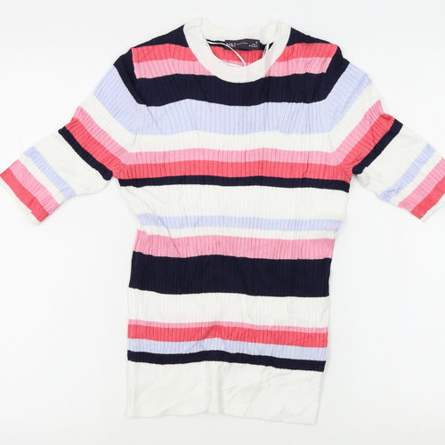M&S Womens Multicoloured Striped  Pullover Jumper Size 10
