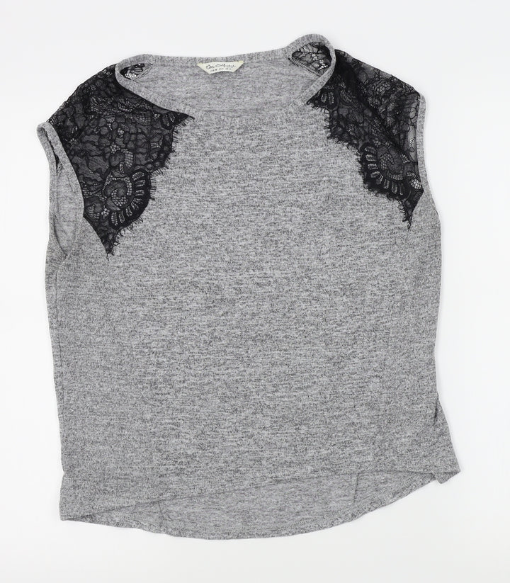 Miss Selfridge Womens Grey Basic T-Shirt Size 10