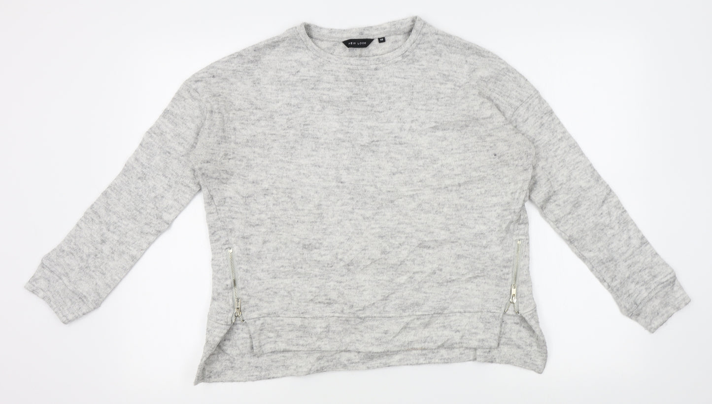 New Look Womens Grey   Pullover Jumper Size 10  - zips on sides