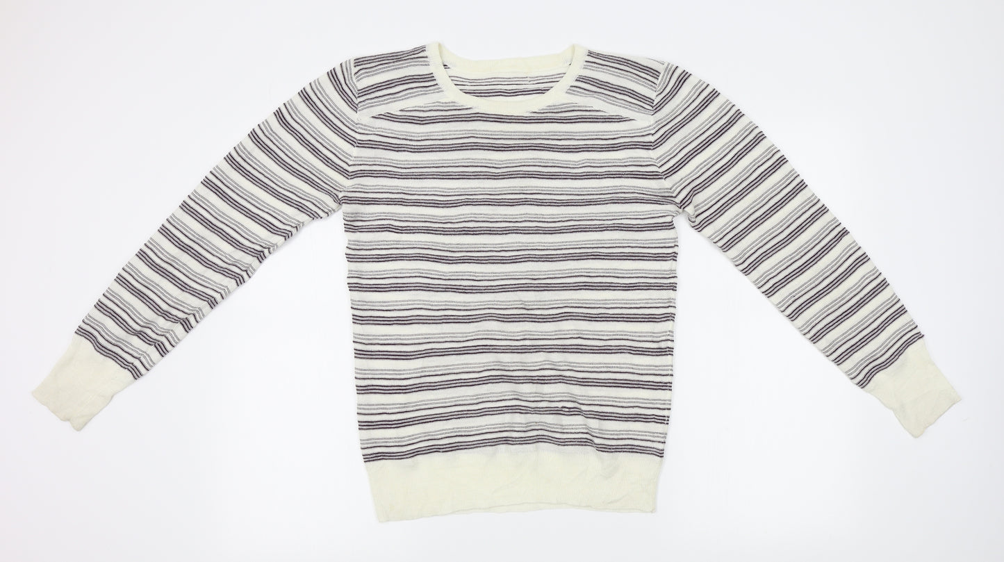 NEXT Womens White Striped  Pullover Jumper Size 12
