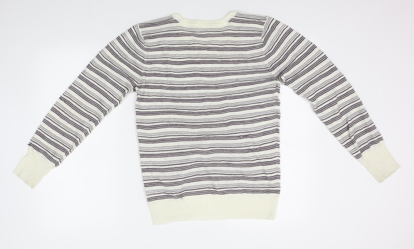 NEXT Womens White Striped  Pullover Jumper Size 12