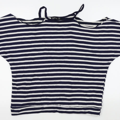 Boohoo Womens Blue Striped  Pullover Jumper Size 14  - shoulderless